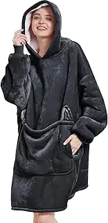 [Aemilas] Wearable Blanket Hoodie - Warm Sherpa Blanket Sweatshirt as Gifts for Adult Women Mom Men, One Size Fits All