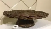 Crate and Barrel Woven Willow Spring/Easter Pedestal Cake Stand NWT