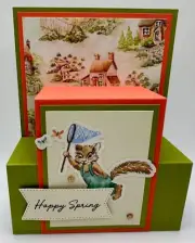 Stampin' Up! Butterfly Chipmunk Happy Spring Card w/Envelope, Stand Up Fun Fold