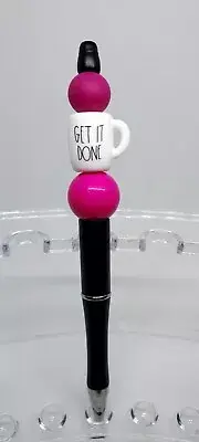 Homemade GET IT DONE Mug Beaded Pen Black Ink Refillable - Free Refill