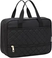Large Toiletry Bag for Women Men, VASCHY Fashion Travel Hanging Wash Bag Water Resistant Makeup Bag with Luggage Strap and Multi-Compartment for Holiday, Business Trip, Gym,Camping Black
