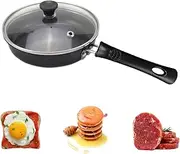 Felenny 6. 3 Omelet Pan, Mini Egg Frying Pan with Glass Lid, Small Non-Stick Frying Pan with Heat Resistant Handle, Camping Cooking, Multipurpose Pan for Induction Cooker/Cooker