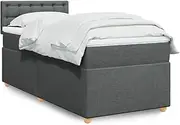 Generic Box Spring Bed with Mattress Dark Grey King Single Fabric,Furniture,Beds & Accessories,Beds & Bed Frames
