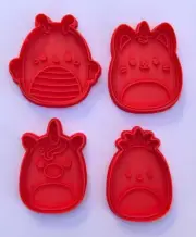 set of 4 squishmallows cookie cutter fondant stamps embosser cutter