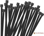 100-Pack Heavy-Duty 8 Inch Cable Zip Ties: 50lbs Tensile Strength, Self-Locking