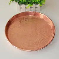 在飛比找ETMall東森購物網優惠-純手工純銅盤純紫銅盤黃銅盤子紅銅盤火鍋托盤婚慶銅盤銅器餐盤
