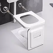 Folding Shower Seat Wall Mounted, ScalableDown Shower Bench with 61cm Anti-Slip Armrest/Non-Slip Mats/Card Position Lock, Load Capacity 661lbs,Solve Squatting Difficulties,for Elderly, Disabled
