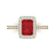 1.86Ct Emerald Cut Pink Tourmaline Solid Gold Engagement Promise Statement Ring