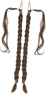 VICASKY 2pcs Wrapped Hair Extension Ponytail Braided Braiding Hair Braids Curly Fake Ponytail Braid Extensions Shaped Wig Women for Ponytails High Temperature Wire Light Brown