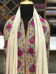 Papier Mache Hand Embroidered Pure Pashmina Scarf, Pure Cashmere Women Scarf