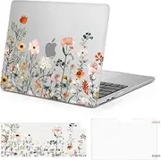 MOSISO Compatible with MacBook Air 13.6 inch Case 2025 2024 2023 2022 M4 A3240 M3 A3113 M2 A2681 with Touch ID, Plastic Garden Flowers Hard Shell Case&Keyboard Cover&Screen Protector, Transparent