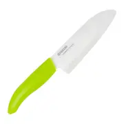 Kyocera Ceramic Santoku Knife - 14cm White Blade, Green Handle