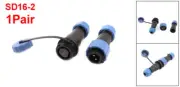 SD16-2 IP68 Pair Waterproof Aviation Cable Connector w Socket 60x22mm Blue Black