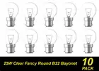 10 x 25W Clear Fancy Round Light Globes Bulbs Lamps Bayonet Cap B22 Warm White