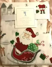 NEW Pottery Barn Kids North Pole Santa FLANNEL TWIN SHEET SET ~ HOLIDAY ~