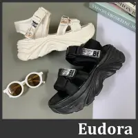 在飛比找蝦皮購物優惠-【Eudora】增高涼鞋 厚底涼鞋 一字涼鞋 不織布刷舊一字