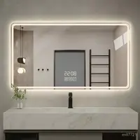在飛比找蝦皮商城精選優惠-【現貨】LED智能浴室鏡觸摸壁掛智能鏡衛生間自粘免打孔化妝鏡