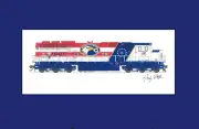 Burlington Northern SD60M #1991 11"x17" Matted Print Andy Fletcher signed