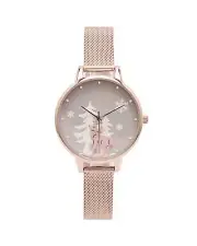 Olivia Burton Steel Quartz Watch with Christmas Motive Sphere - Watches -