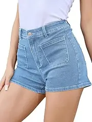 MONTVOO Womens Denim Shorts - Jean Shorts for Women Mini Shorts with Pockets Slim Fit Stretchy Women Shorts for Summer