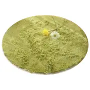 Green Fluffy Faux Fur Round Rug Kids Room Plush Shaggy Rugs Rugs & Carpets