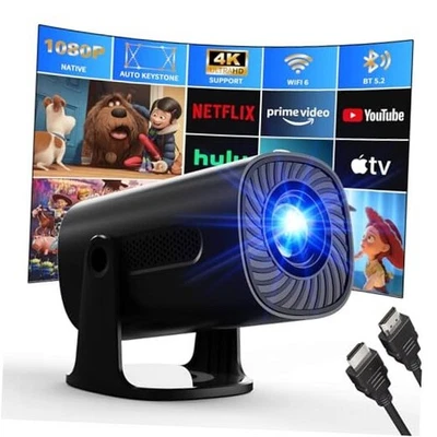 [Built-in Apps & Smart OS] Smart Projector with WiFi and Bluetooth, 1080P Black