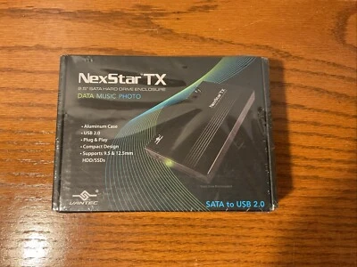 NEW Sealed Vantec NST-210S2-BK NexStar TX 2.5" Sata To USB Hard Drive Enclosure