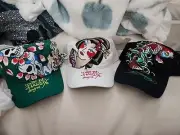 Lot Of 3 Ed Hardy Special Edition Trucker Snap Back Hats Skull Geisha Koi Y2k