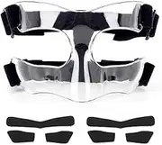 Lyaciomn Nose Shield, Suitable for Broken Noses, Mask with Padding, Adjustable, Breathable, Transparent, Suitable for Basketball Black-White