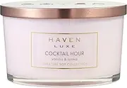 Haven Vanilla & Tonka Scented Candle in Glass Jar with Debossed Rose Gold Lid – Smooth-Burning Soy Wax Blend and Long-Lasting Aromatherapy Candle with Sweet Scent for Home Decor – Ideal Gift Option