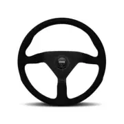 MOMO MONTECARLO STEERING WHEEL 320MM DIAMETER BLACK ALCANTARA W/ BLACK STITCHING