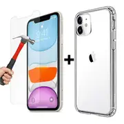 Apple iPhone 11 clear case cover and 9H Tempered Glass front screen protector