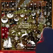 Christmas Window Glass Stickers Wall Decals Xmas Tree Snowflake Baubles Decor