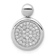 Solid 14k White Gold 1/4ct. Simulated CZ Fancy Circle Pendant