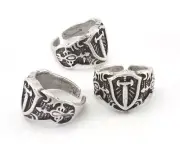 Swords - War Adjustable Ring Antique Silver Plated brass 8US size 3805