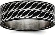 [JewelryWeb] 8mm Stainless Steel Polished Black Ip Sparkle Cut Ring Size 7.5 Band Style-Ring for Women