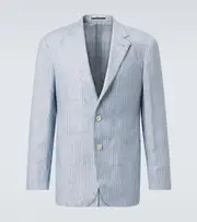 [Dunhill] Dunhill Striped linen-blend blazer AU 96 blue