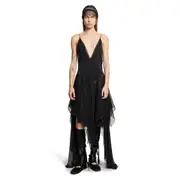 [ANN DEMEULEMEESTER] Washed Ramage Jacquard Midi Slip Dress Black