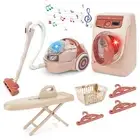 Toy Washing Machine & Vacuum Playset for Kids Mini Washing Machine Laundry Se...
