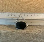 INCREDIBLE TAXCO STERLING SILVER OVAL BLK ONYX Free Form PENDANT NEW