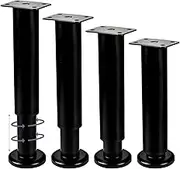 10-17 Inch / 25-42cm Adjustable Furniture Legs, Btowin VCF 6 Pcs Black Metal Bed Frame Center Slat Support Feet Heavy Duty DIY Replacement Legs for Cabinet Table Sofa Couch Chair Desk