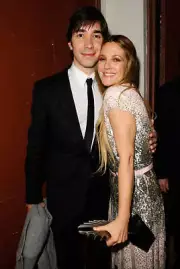 Actor Justin Long actress Drew Barrymore backstage at the 21st GLA- Old Photo