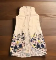 Francesca Bettini 100% Linen Duster Coverup Floral Flowers One Size (Sm/Med Fit)