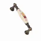 Vintage Flower Ceramic Bronze DIY Door Handles Cabinet Cupboard Drawer Knobs KF