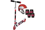 Halo Premium Red Inline Scooter Combo Set with Premium Adjustable Scooter, Helmet and Pads