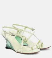 [Dries Van Noten] Dries Van Noten Bulle 105 patent leather mules AU 7.5 green