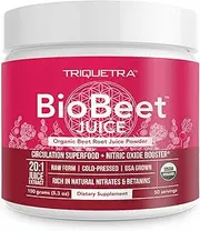 Beet Juice Powder | 20x More Potent Than Beet Powder, Best Value – Organic, Cold-Pressed, Raw Form, USA Grown | Natural Nitric Oxide Booster, Pre-Workout, Increase Circulation (50 Servings)