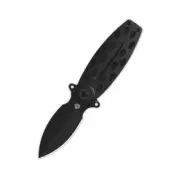 QSP Beetle Folding Knife Black G10 Handle 14C28N Plain Edge Satin Finish QS162-B