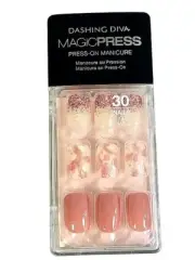 Dashing Diva Magic Press Nail Kit P078 PINK PARFAIT 30 Nails Medium Length NEW