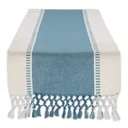 Dobby Stripe Woven Table Runner, 13x72" (13x77.5, Fringe Included) Storm Blue
